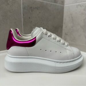 Alexander McQueen Kid's Oversized Lace Up Leather Sneakers Size 13